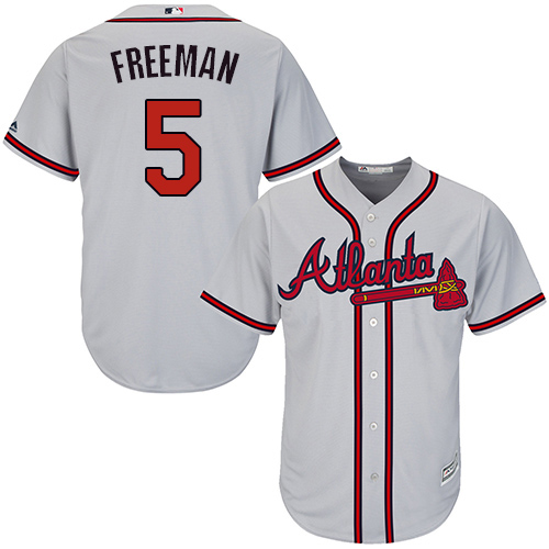 Braves #5 Freddie Freeman Grey Cool Base Stitched Youth MLB Jersey