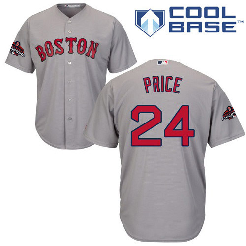 Red Sox #24 David Price Grey Cool Base 2018 World Series Champions Stitched Youth MLB Jersey