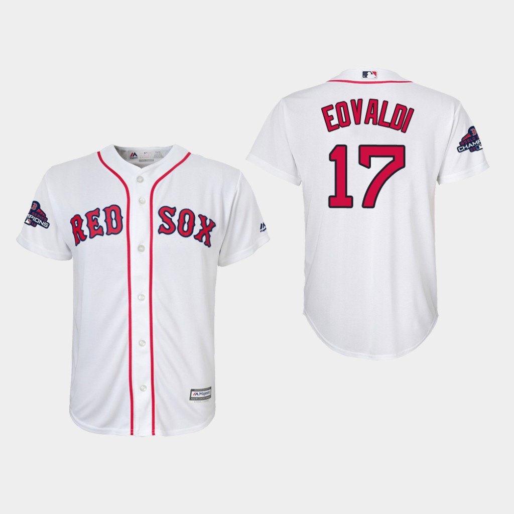 Red Sox #17 Nathan Eovaldi White Cool Base 2018 World Series Champions Stitched Youth MLB Jersey