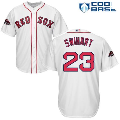Red Sox #23 Blake Swihart White Cool Base 2018 World Series Champions Stitched Youth MLB Jersey