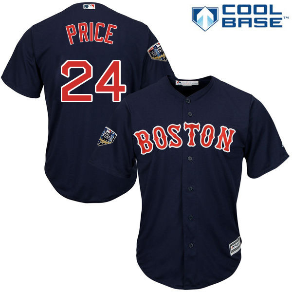 Red Sox #24 David Price Navy Blue Cool Base 2018 World Series Stitched Youth MLB Jersey
