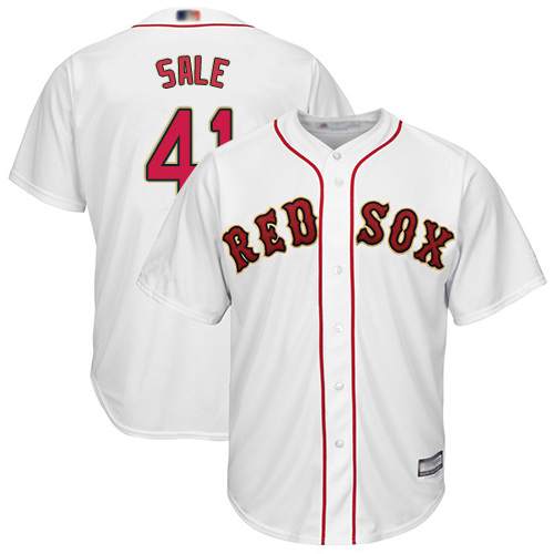 Red Sox #41 Chris Sale White 2019 Gold Program Cool Base Stitched Youth MLB Jersey