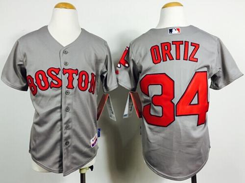Red Sox #34 David Ortiz Grey Cool Base Stitched Youth MLB Jersey