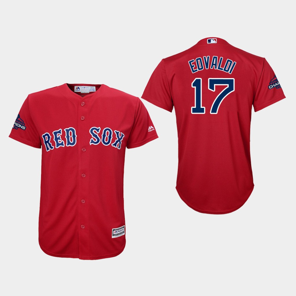 Red Sox #17 Nathan Eovaldi Red Cool Base 2018 World Series Champions Stitched Youth MLB Jersey