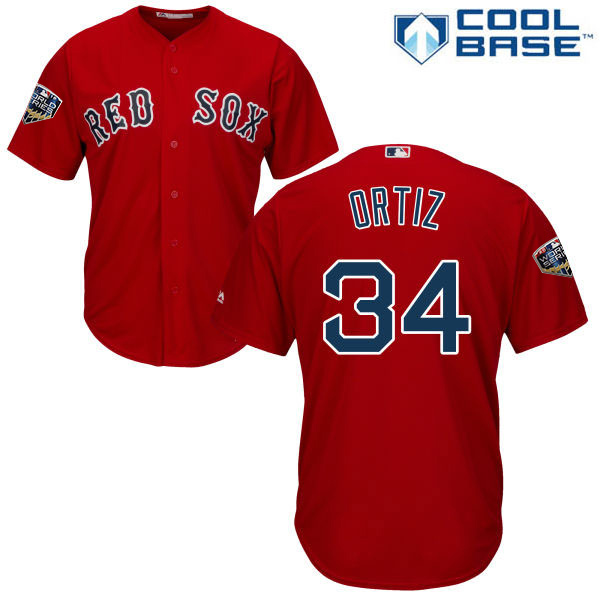 Red Sox #34 David Ortiz Red Cool Base 2018 World Series Stitched Youth MLB Jersey