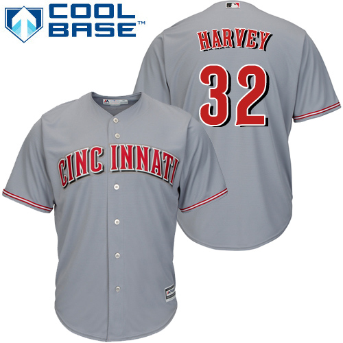 Reds #32 Matt Harvey Grey Cool Base Stitched Youth MLB Jersey