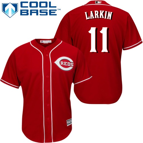 Reds #11 Barry Larkin Red Cool Base Stitched Youth MLB Jersey