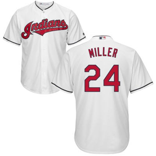 Indians #24 Andrew Miller White Home Stitched Youth MLB Jersey