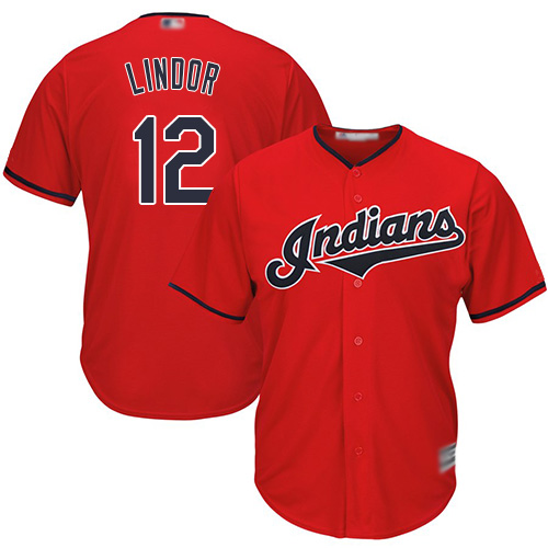 Indians #12 Francisco Lindor Red Stitched Youth MLB Jersey