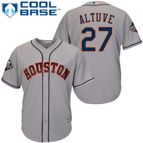 Astros #27 Jose Altuve Grey Cool Base 2019 World Series Bound Stitched Youth MLB Jersey