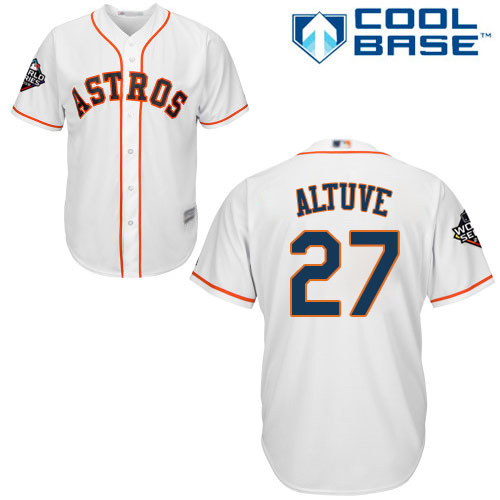 Astros #27 Jose Altuve White Cool Base 2019 World Series Bound Stitched Youth MLB Jersey