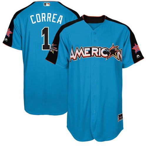 Astros #1 Carlos Correa Blue 2017 All-Star American League Stitched Youth MLB Jersey