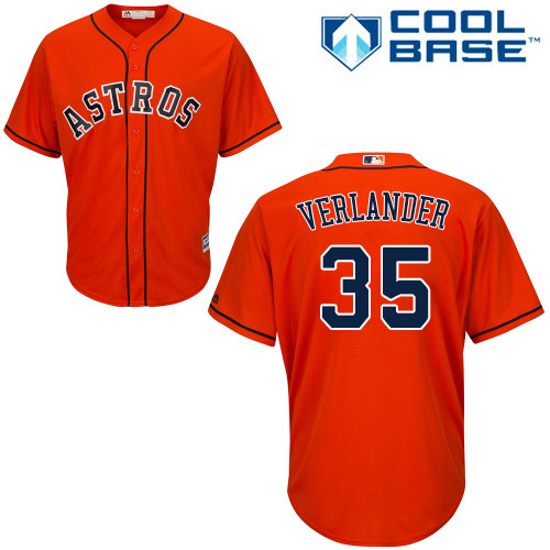 Astros #35 Justin Verlander Orange Cool Base Stitched Youth MLB Jersey