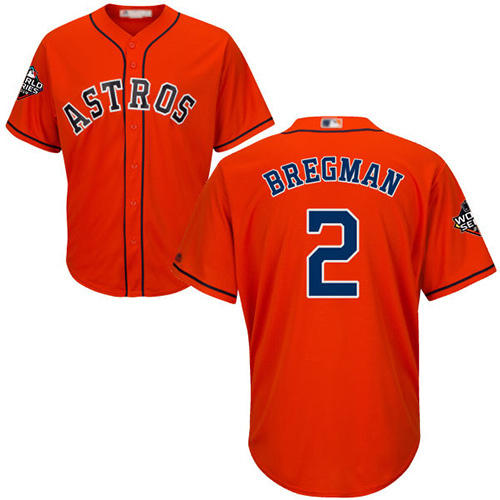 Astros #2 Alex Bregman Orange Cool Base 2019 World Series Bound Stitched Youth MLB Jersey