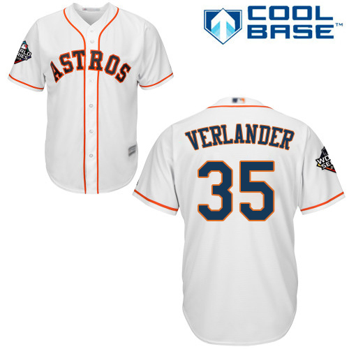 Astros #35 Justin Verlander White Cool Base 2019 World Series Bound Stitched Youth MLB Jersey