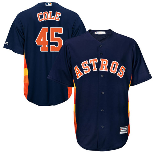 Astros #45 Gerrit Cole Navy Blue Cool Base Stitched Youth MLB Jersey
