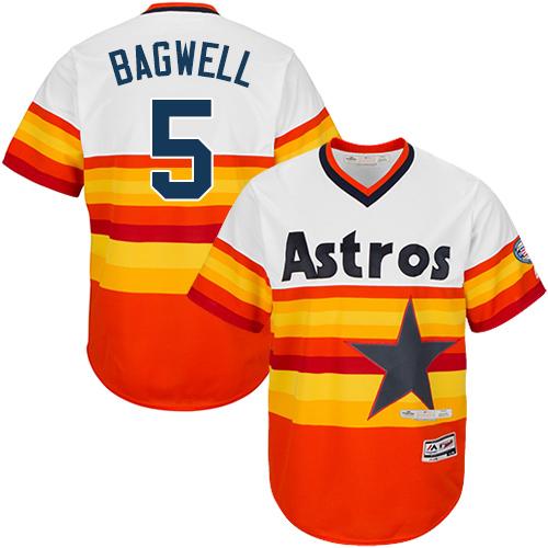 Astros #5 Jeff Bagwell White/Orange Cooperstown Stitched Youth MLB Jersey