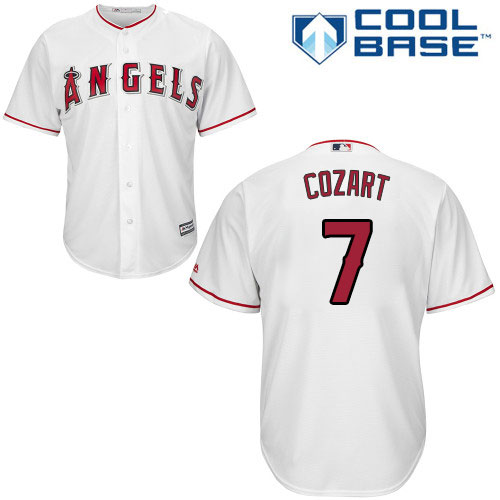 Angels #7 Zack Cozart White Cool Base Stitched Youth MLB Jersey