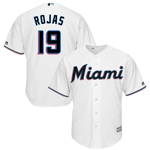 Marlins #19 Miguel Rojas White Cool Base Stitched Youth MLB Jersey
