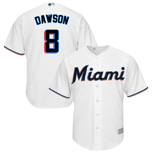 Marlins #8 Andre Dawson White Cool Base Stitched Youth MLB Jersey