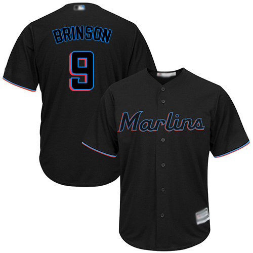 Marlins #9 Lewis Brinson Black Cool Base Stitched Youth MLB Jersey