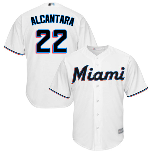 Marlins #22 Sandy Alcantara White Cool Base Stitched Youth MLB Jersey