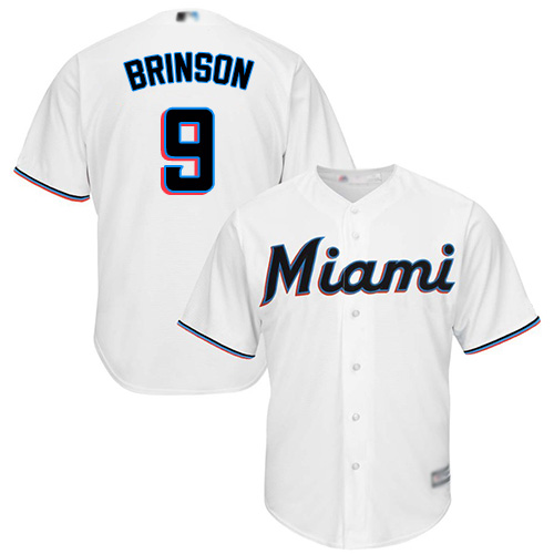 Marlins #9 Lewis Brinson White Cool Base Stitched Youth MLB Jersey