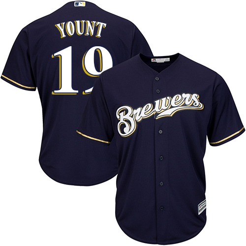 Brewers #19 Robin Yount Navy blue Cool Base Stitched Youth MLB Jersey