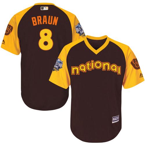 Brewers #8 Ryan Braun Brown 2016 All-Star National League Stitched Youth MLB Jersey