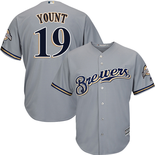 Brewers #19 Robin Yount Grey Cool Base Stitched Youth MLB Jersey