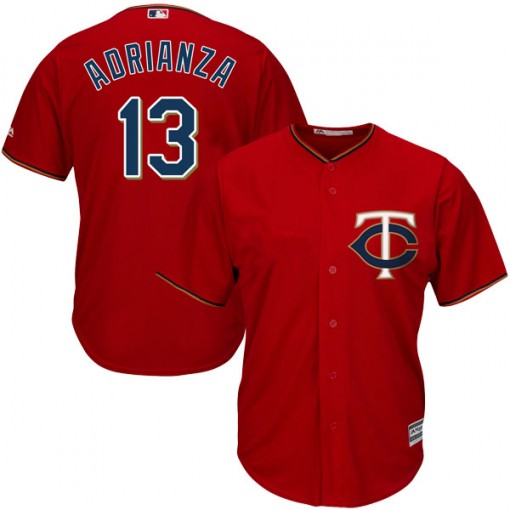 Twins #13 Ehire Adrianza Red Cool Base Stitched Youth MLB Jersey