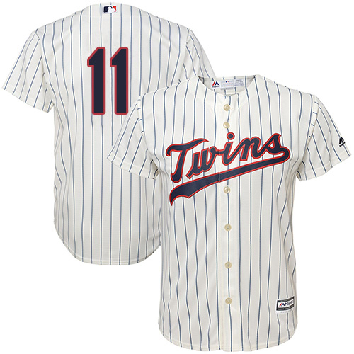 Twins #11 Jorge Polanco Cream Strip Cool Base Stitched Youth MLB Jersey