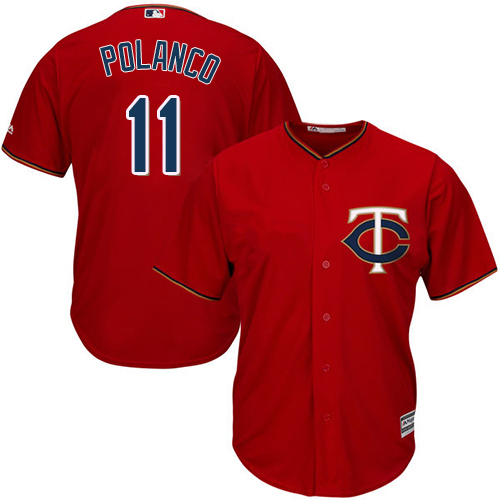 Twins #11 Jorge Polanco Red Cool Base Stitched Youth MLB Jersey