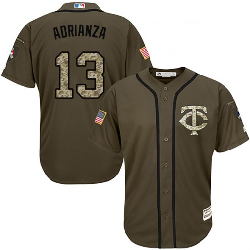 Twins #13 Ehire Adrianza Green Salute to Service Stitched Youth MLB Jersey