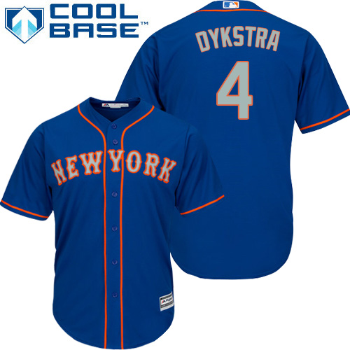 Mets #4 Lenny Dykstra Blue(Grey NO.) Cool Base Stitched Youth MLB Jersey