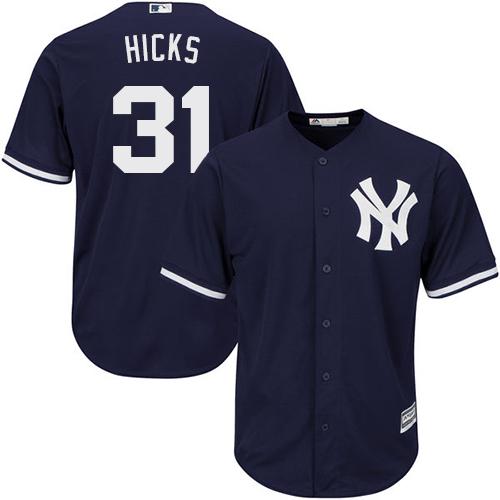 Yankees #31 Aaron Hicks Navy blue Cool Base Stitched Youth MLB Jersey