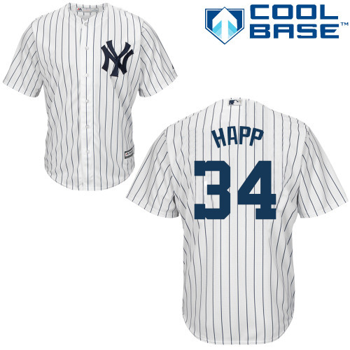 Yankees #34 J.A. Happ White Strip New Cool Base Stitched Youth MLB Jersey