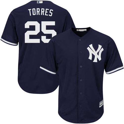 Yankees #25 Gleyber Torres Navy blue Cool Base Stitched Youth MLB Jersey