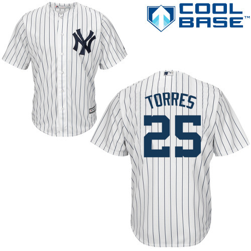 Yankees #25 Gleyber Torres White Cool Base Stitched Youth MLB Jersey