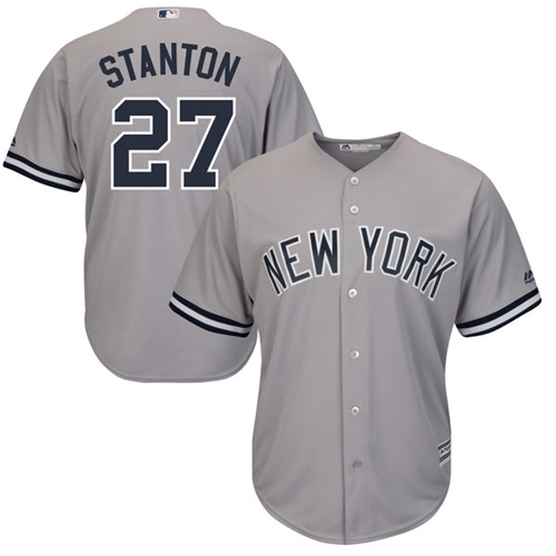 Yankees #27 Giancarlo Stanton Grey Cool Base Stitched Youth MLB Jersey