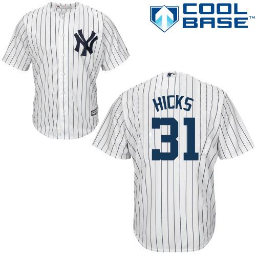 Yankees #31 Aaron Hicks White Cool Base Stitched Youth MLB Jersey