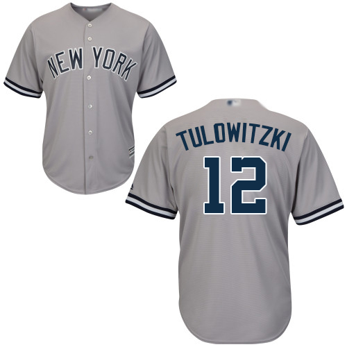 Yankees #12 Troy Tulowitzki Grey Cool Base Stitched Youth MLB Jersey