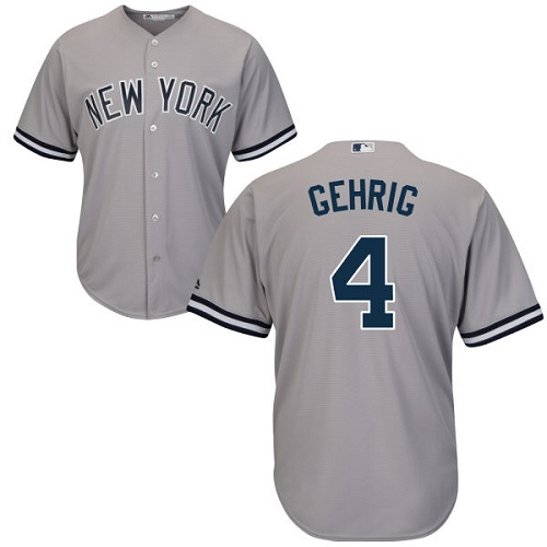 Yankees #4 Lou Gehrig Grey Cool Base Stitched Youth MLB Jersey