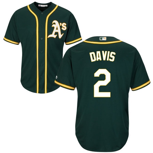 Athletics #2 Khris Davis Green Cool Base Stitched Youth MLB Jersey