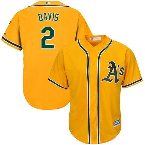 Athletics #2 Khris Davis Gold Cool Base Stitched Youth MLB Jersey
