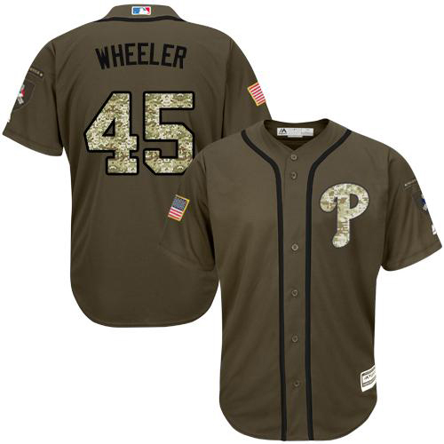 Phillies #45 Zack Wheeler Green Salute to Service Stitched Youth MLB Jersey