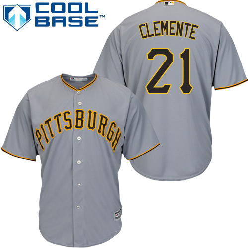 Pirates #21 Roberto Clemente Grey Cool Base Stitched Youth MLB Jersey