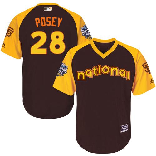 Giants #28 Buster Posey Brown 2016 All-Star National League Stitched Youth MLB Jersey