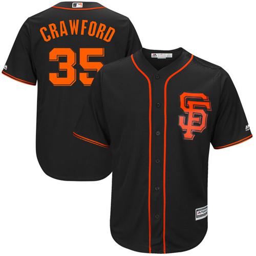 Giants #35 Brandon Crawford Black Alternate Stitched Youth MLB Jersey