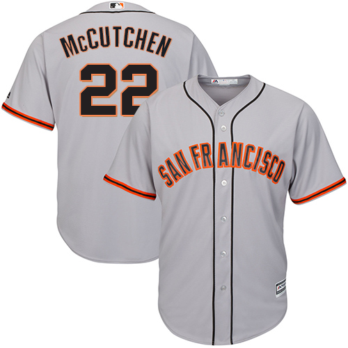 Giants #22 Andrew McCutchen Grey Road Cool Base Stitched Youth MLB Jersey
